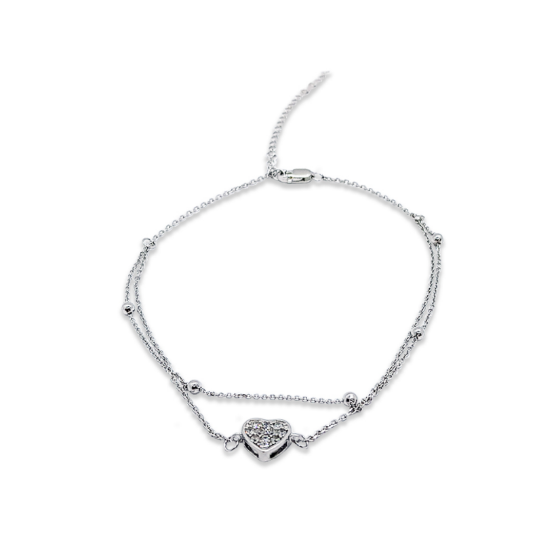 Sterling Silver with Germanium Therapy Love Anklet