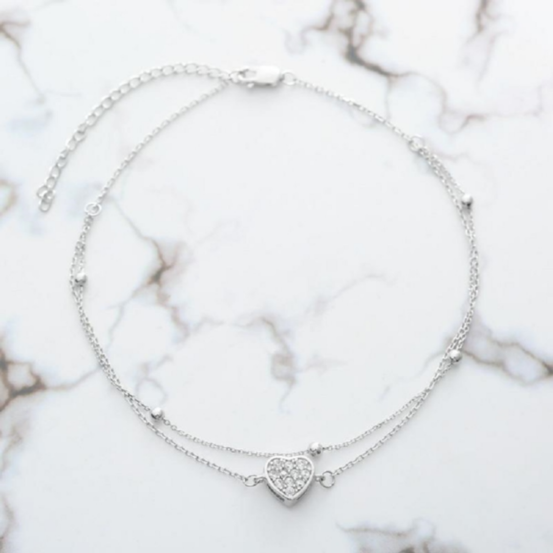 Sterling Silver with Germanium Therapy Love Anklet - Image 3