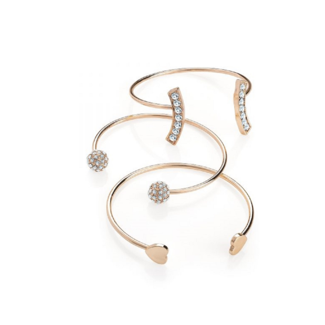 Three Piece Rose Gold Colour Adjustable Bangle